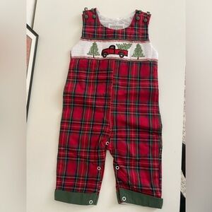 BRAND NEW plaid smocked Christmas one piece